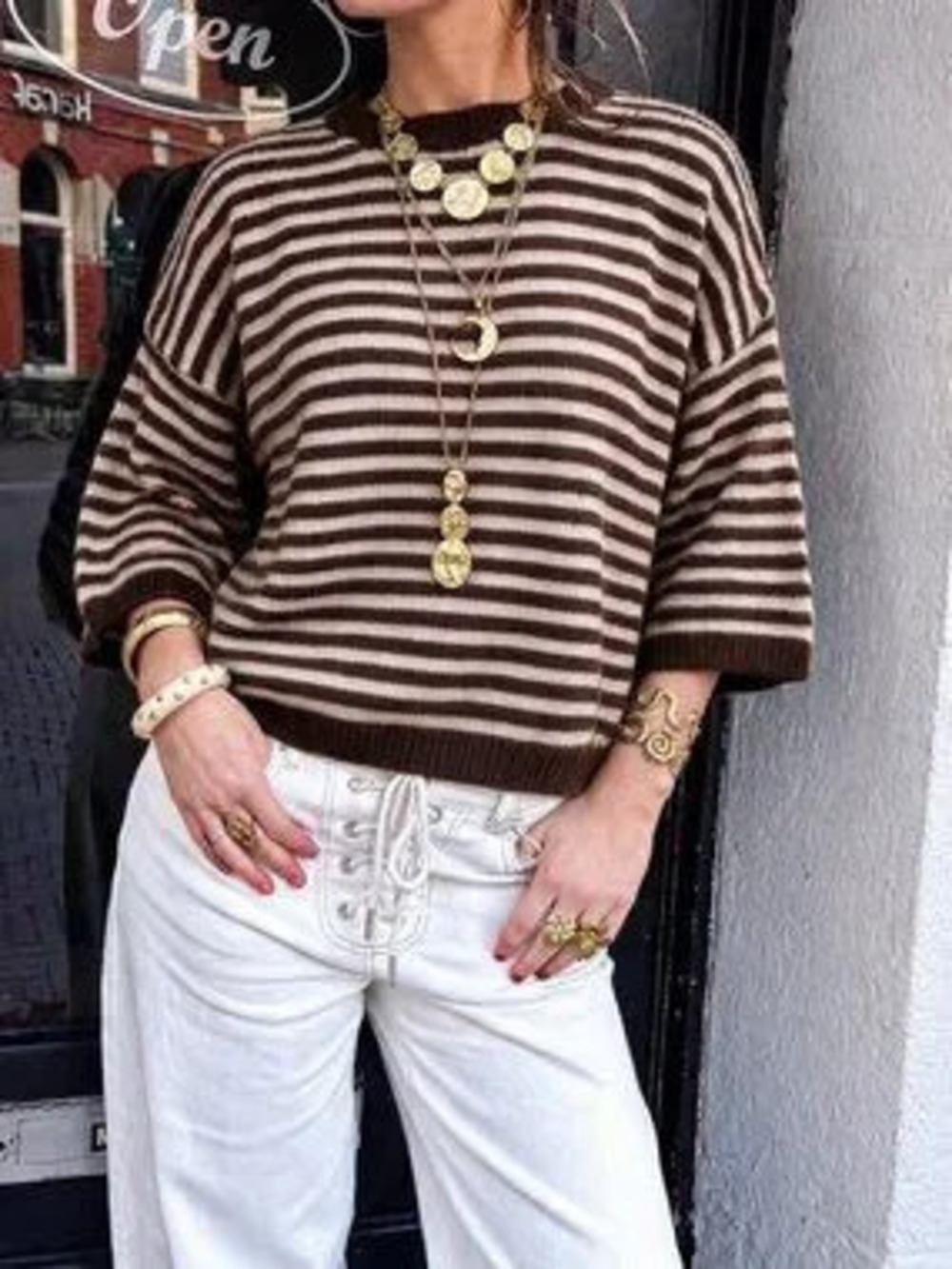 ZARA Coffee Brown Casual Women's Knit Top